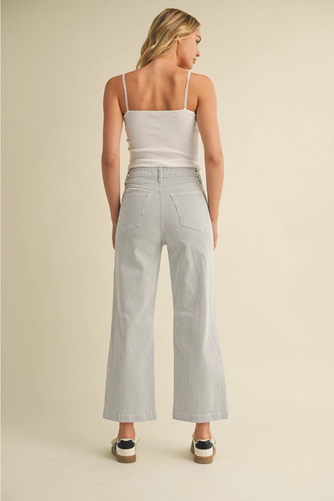 Stripe Patch Pocket Wide Leg Pant