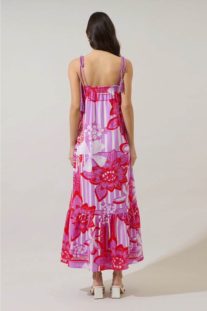 FINAL SALE - Red & White Barba Floral Veth Maxi Dress