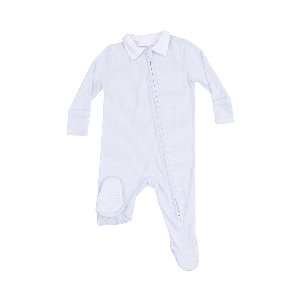 Blue Stripe Classic Polo 2-Way Zipper Footie