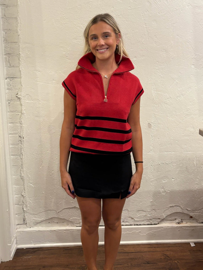 Celia Red & Black Sweater