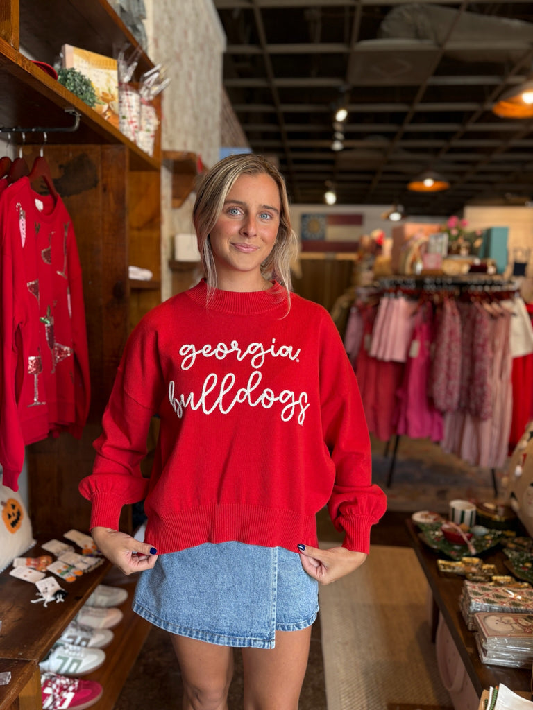 The Embroidered Mock Neck Sweater Georgia