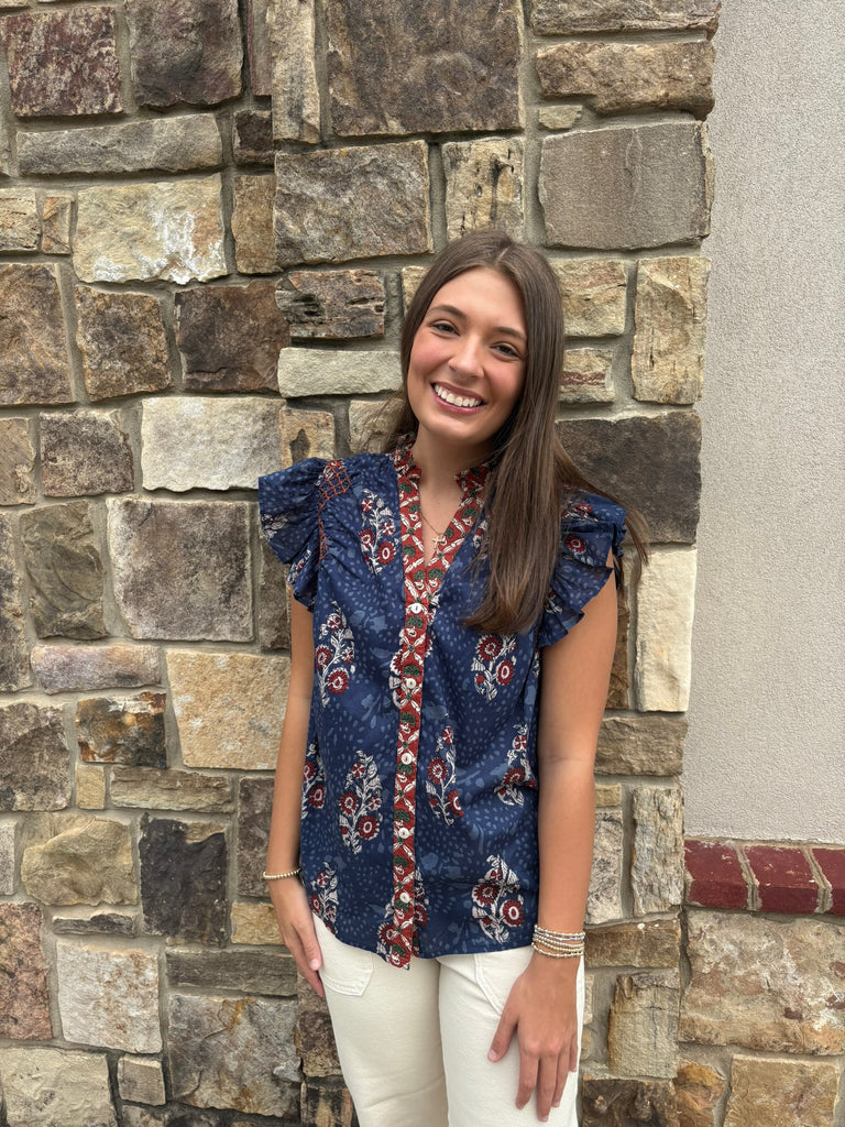 Navy Campbell Top