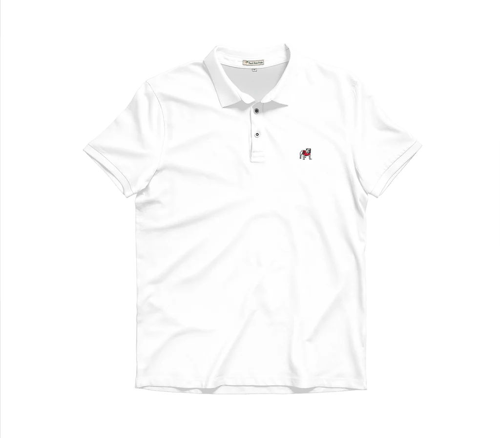 UGA Standing Dawg Solid Cotton Lyocell Polo Solid White
