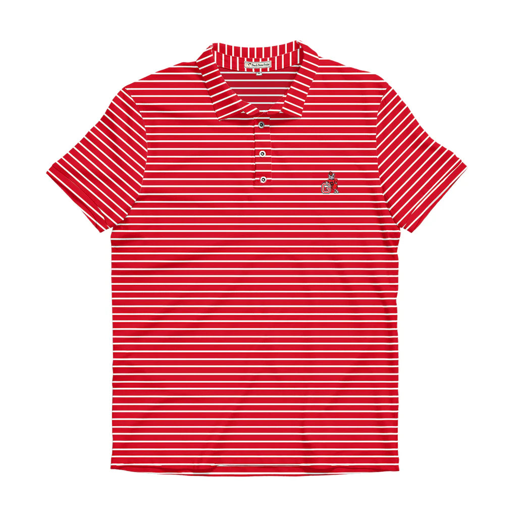 UGA Leaning Dawg Camellia Cotton Lyocell Polo Red & White