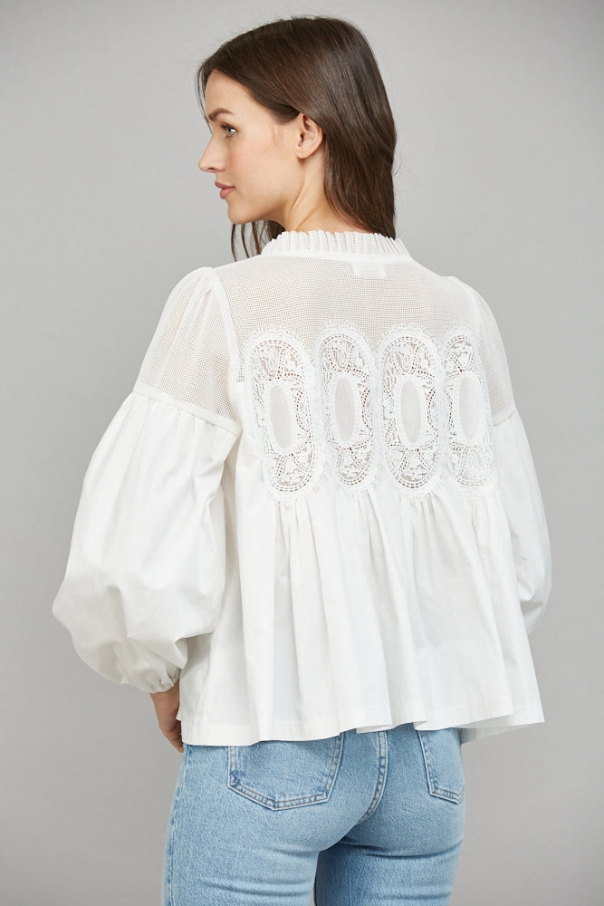 FINAL SALE - Lace Mixed Media Blouse