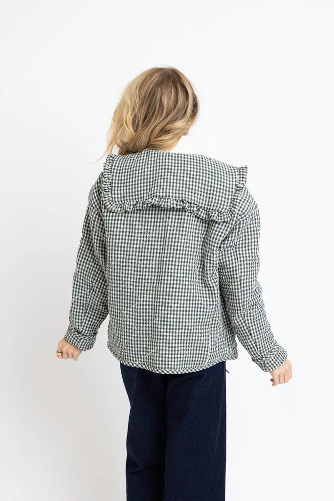 FINAL SALE - Green Gingham Collar Novelty Jacket