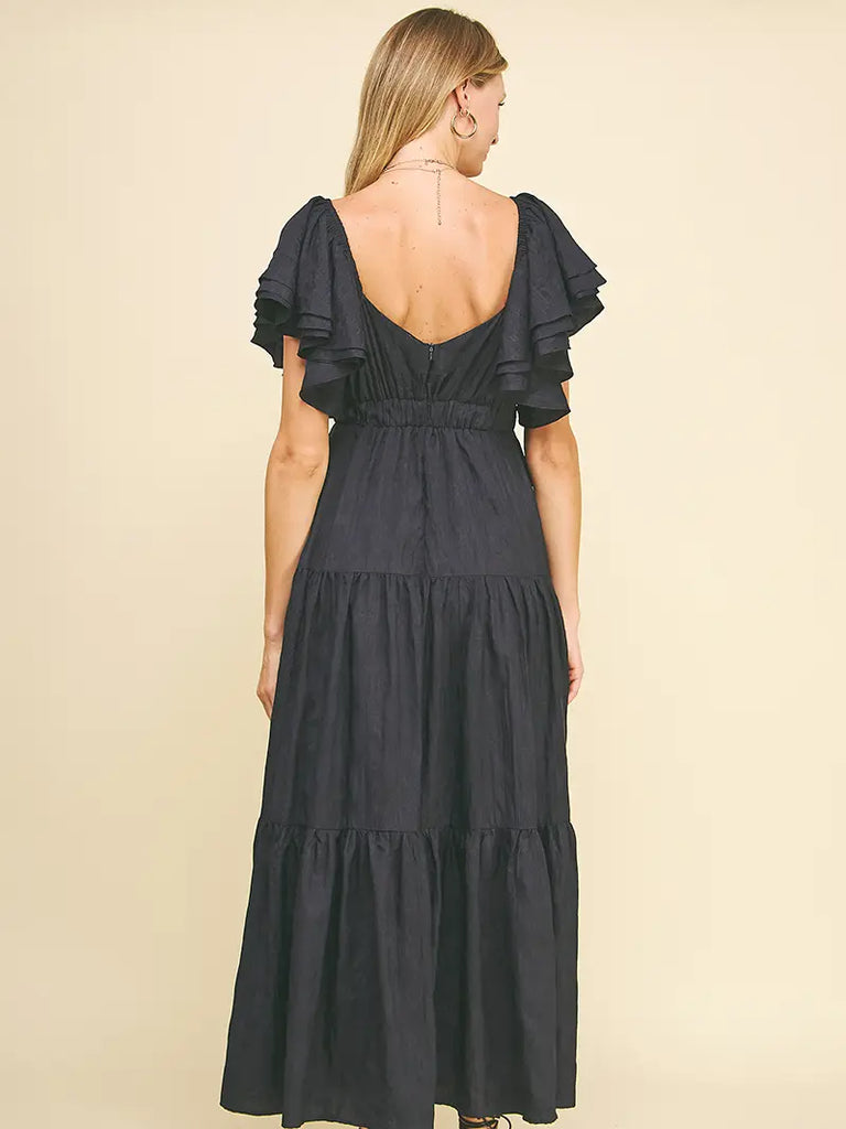 Navy Tiered Maxi Dress