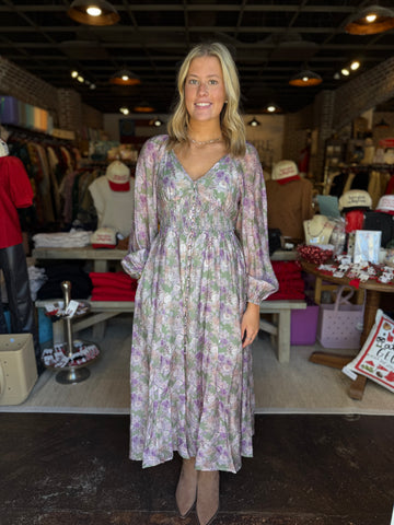 Magenta Floral Scoop Back Tier Maxi Dress