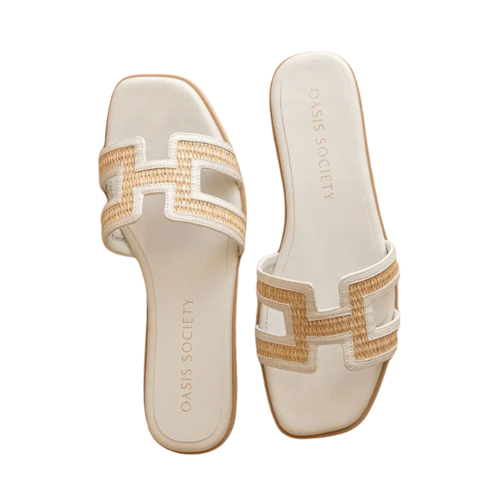 Ena White Raffia Sandal