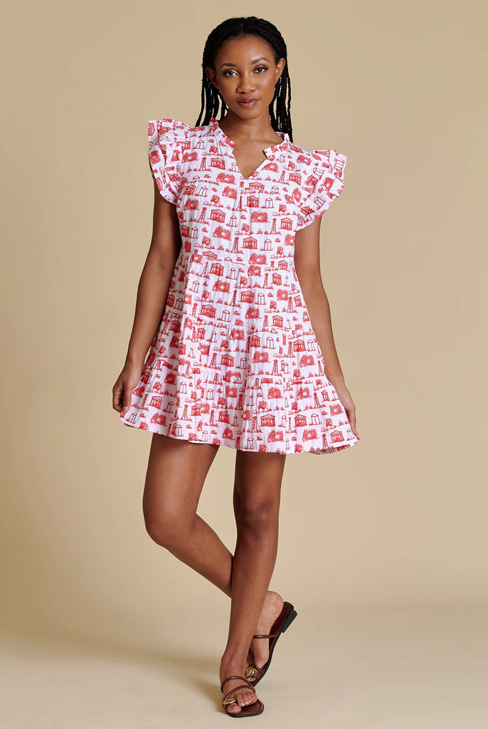 The Team Toile Flutter Sleeve Dress Georgia