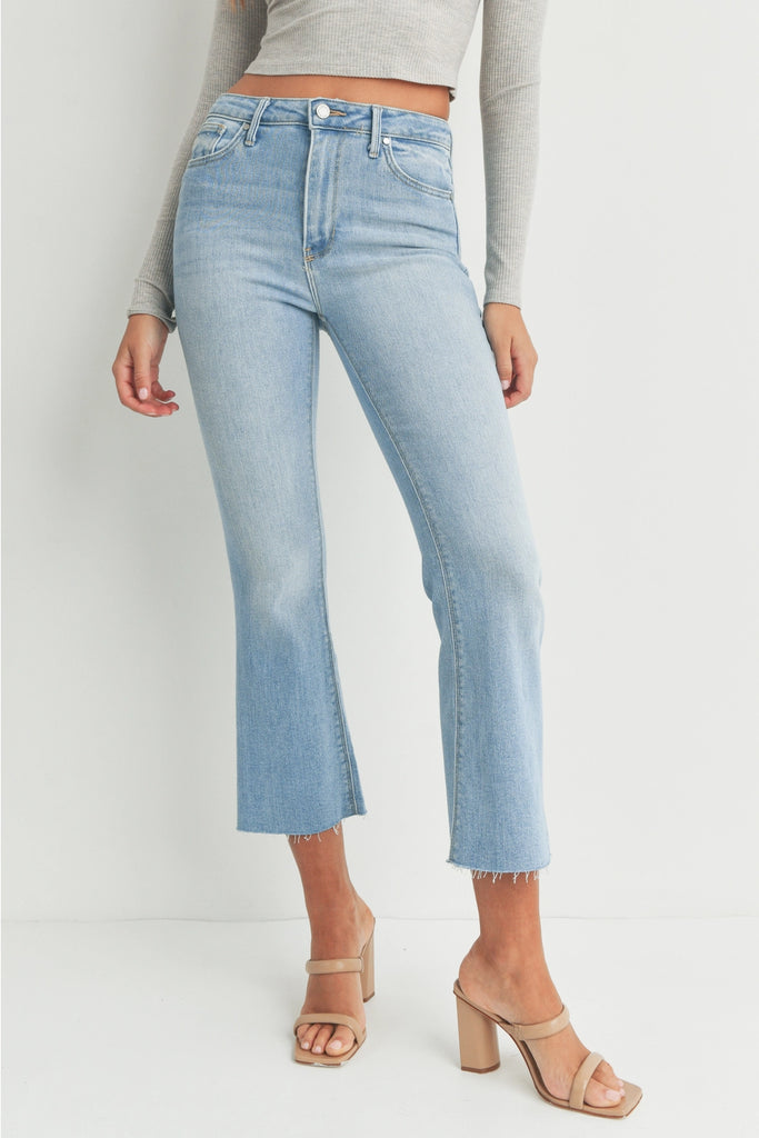 Light Denim High Rise Tonal Crop Flare