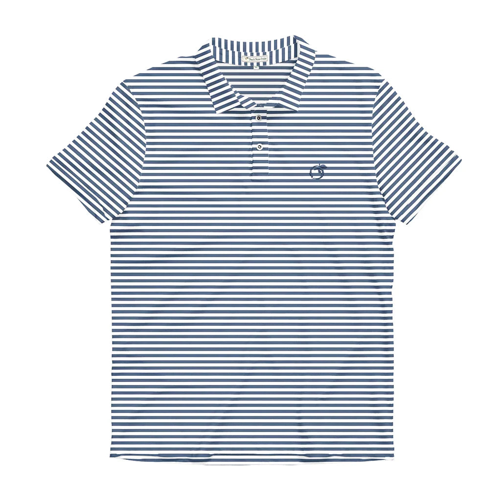 Heathered Classic Stripe Performance Polo Navy & White
