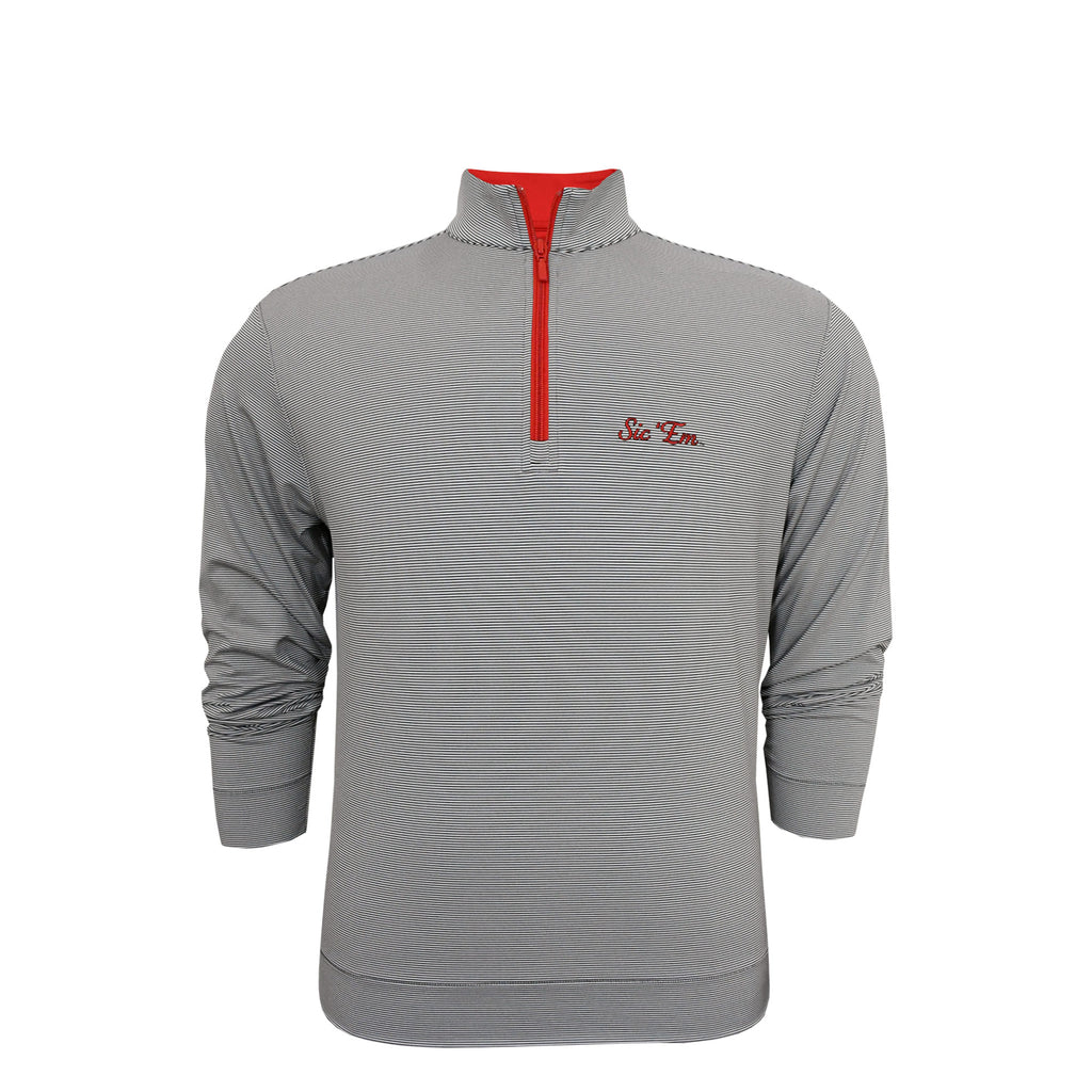 UGA Sic' Em Script Stripe Performance Pullover Charcoal/White