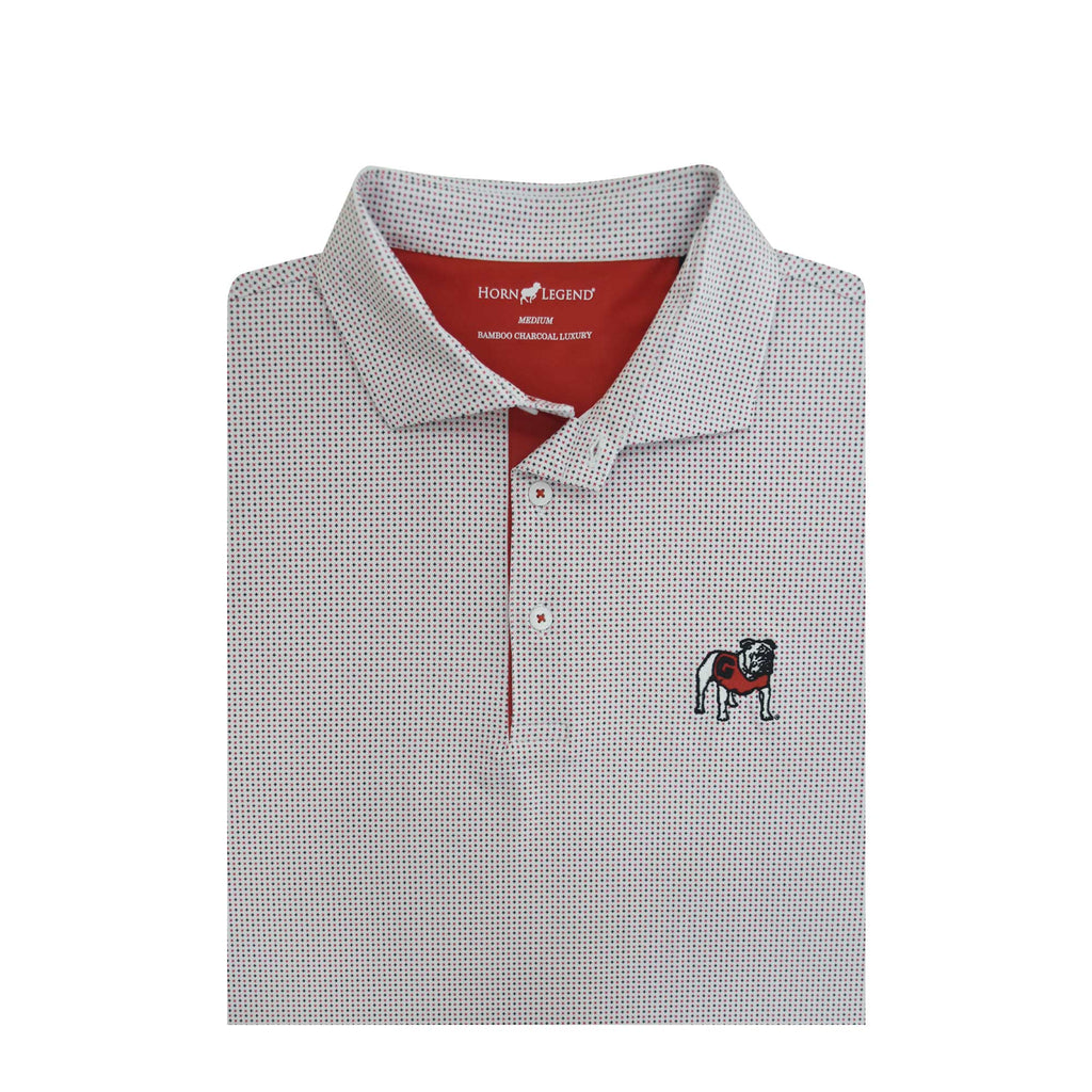 UGA Standing Dawg Checker Polo White/Black/Red