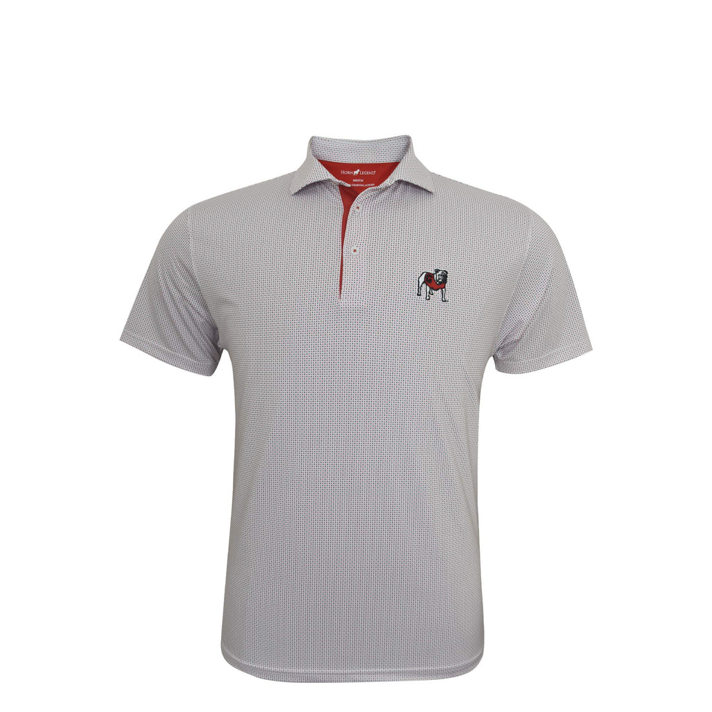UGA Standing Dawg Checker Polo White/Black/Red