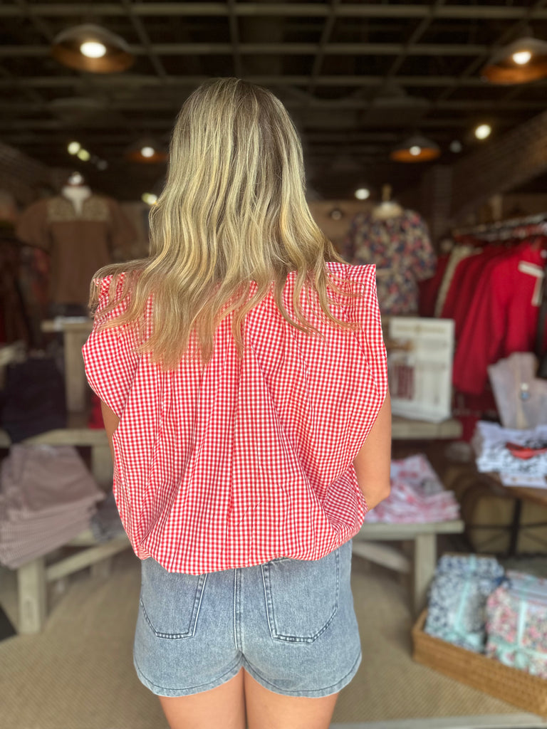 Check Poplin Bubble Top