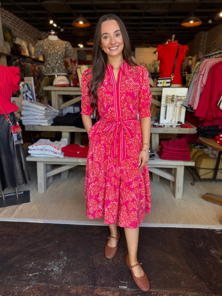Eleanor Dress Drift Blooms Pink