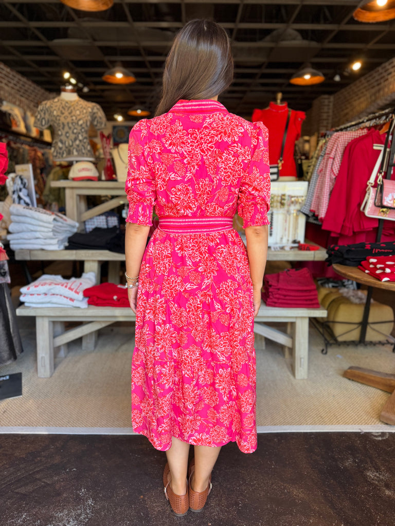 Eleanor Dress Drift Blooms Pink