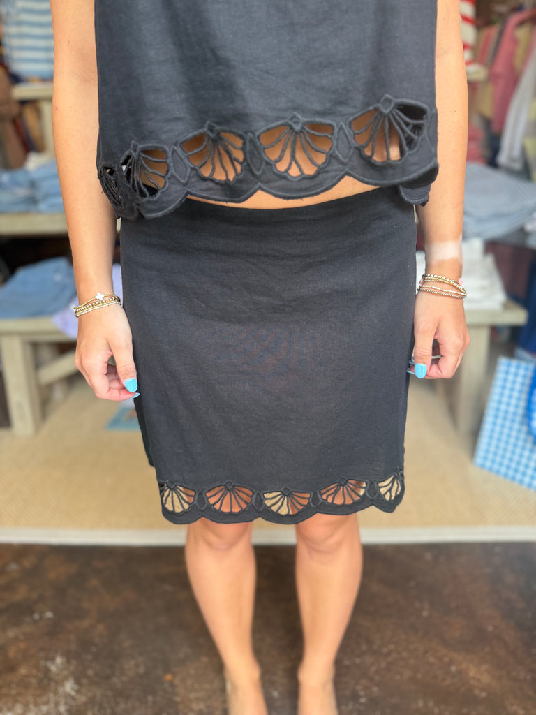 Charlene Embroidery Mini Skirt Black