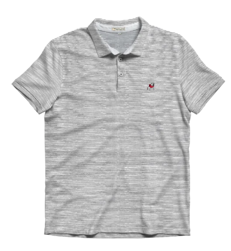 UGA Standing Dog Heathered Azalea Performance Polo Charcoal & White