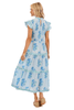 Perin Smocked Midi Dress Blue