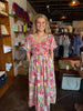 FINAL SALE - Pink Contrast Piping Floral Midi Dress