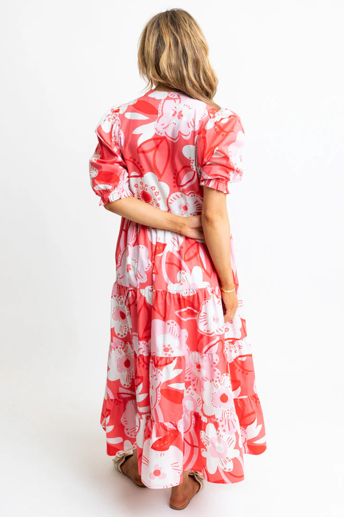 FINAL SALE - Red Artist Floral Tier Kiki Maxi Dress
