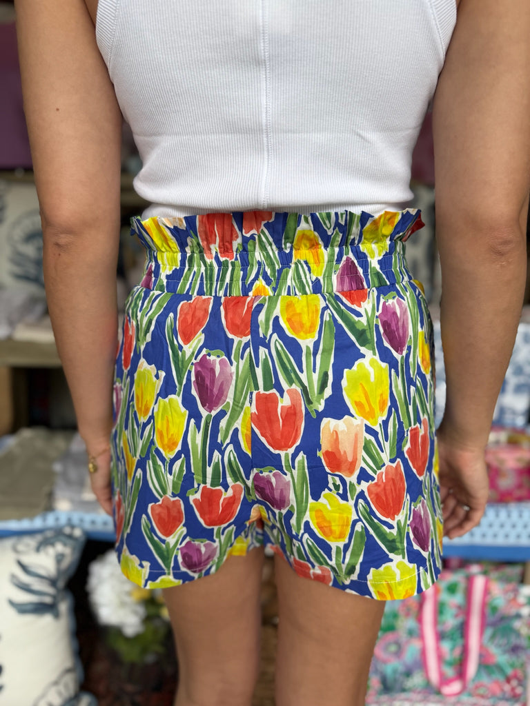 Floral Print Ruffle Shorts