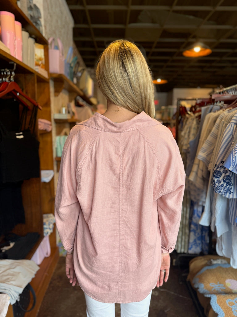 The Perfect Linen Top Pink Smoke