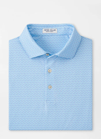 Peach Pattern Performance Polo Clearwater & White