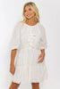 White Eyelit Bow Tier Dress