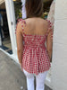 Red Gingham Smocked Top