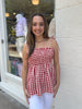 Red Gingham Smocked Top