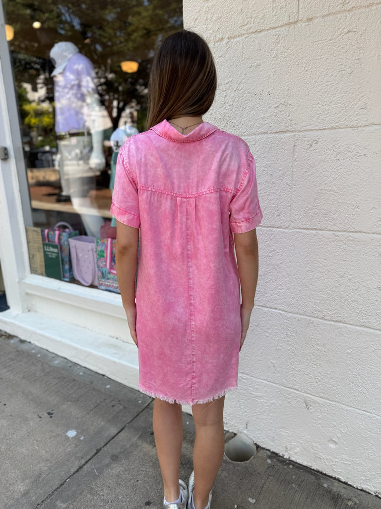Washed Denim Shirt Dress