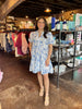 Blue Floral Boho Tiered Babydoll Dress