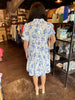Blue Floral Boho Tiered Babydoll Dress