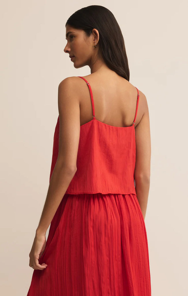 Fiore Crinkle Satin Tank Cabana Red
