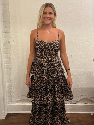 Abstract Print Sleeveless Midi Dress