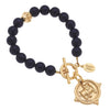 Gold On Black Onyx Beads Bracelet