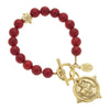 Gold On Red Coral Beads Bracelet