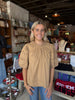 Tan Pintuck Detail Puff Sleeve Top