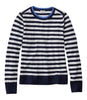 Women's Merino Wool Crewneck Sweater Classic Navy Stripe