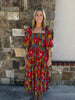 Floral Chiffon Smock Tier Maxi Dress