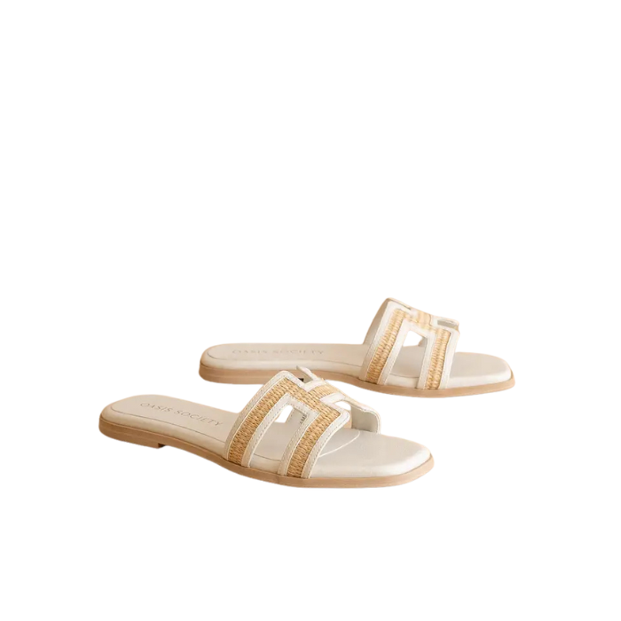 Ena White Raffia Sandal