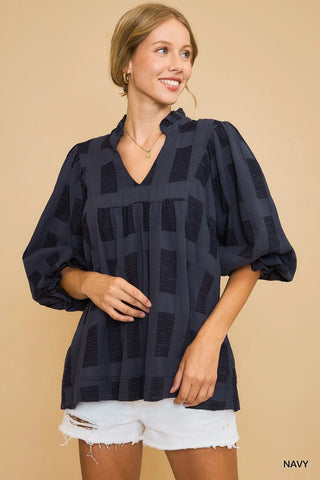 Anais Floral Raj Ruffle Balloon Sleeve Top