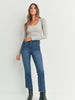 Dark High Rise Tonal Crop Flare Jean