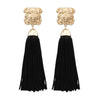 Black Bulldog Tassel Earrings