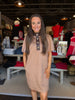 Tan Suede Dress w/ Gold Buttons