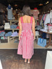 Red & White Striped Midi Dress