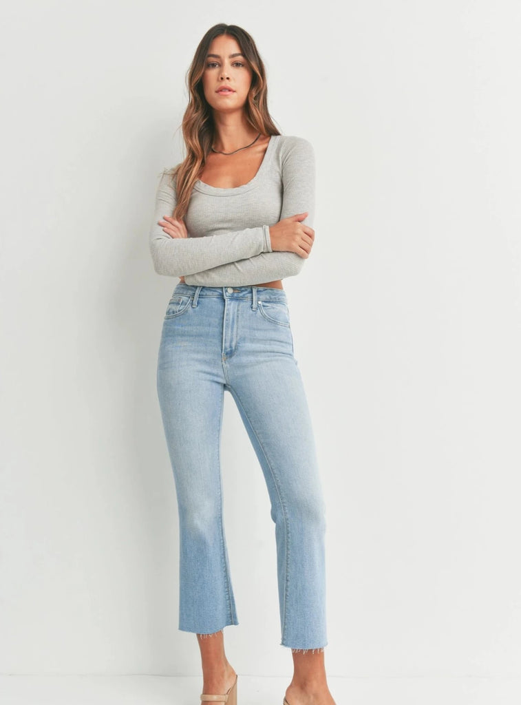 Light Denim High Rise Tonal Crop Flare